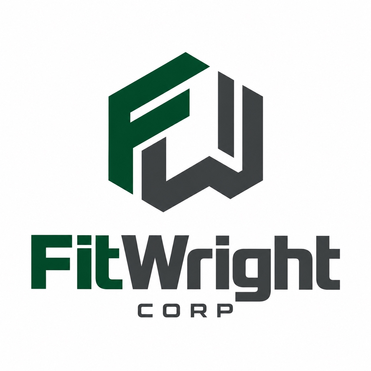 FitWright Corp selected green and charcoal logo